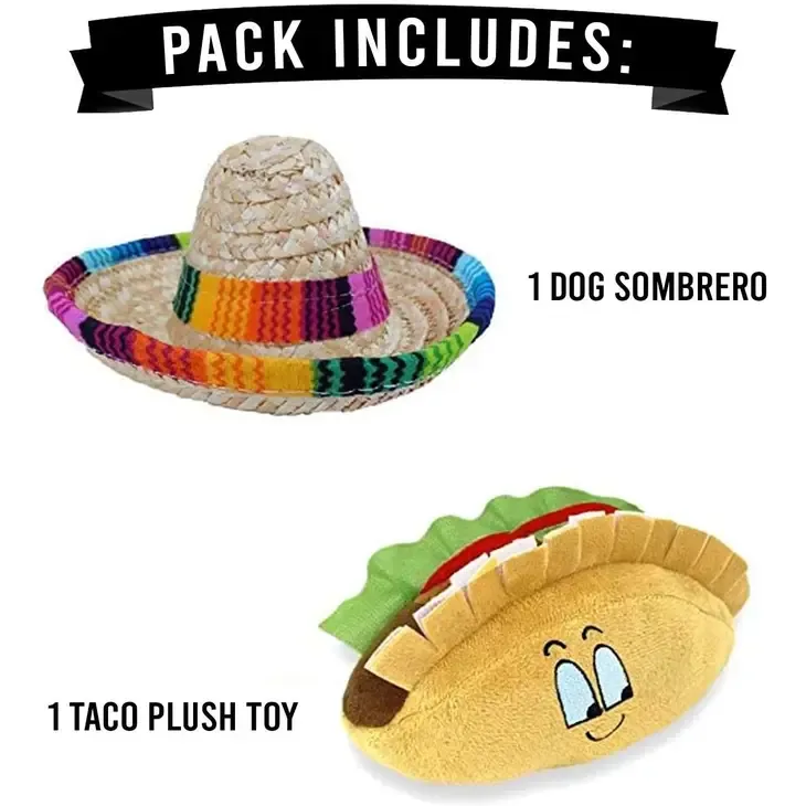 Baja Ponchos - Dog Sombrero and Taco Plush Pack