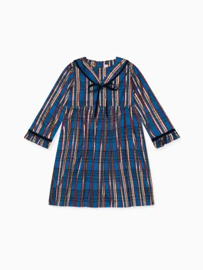 Blue Tartan Mierya Taffeta Girl A-Line Dress