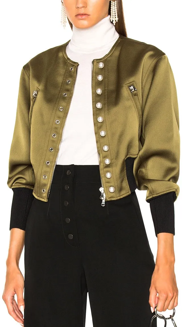 Bomber Jacket with Pearls