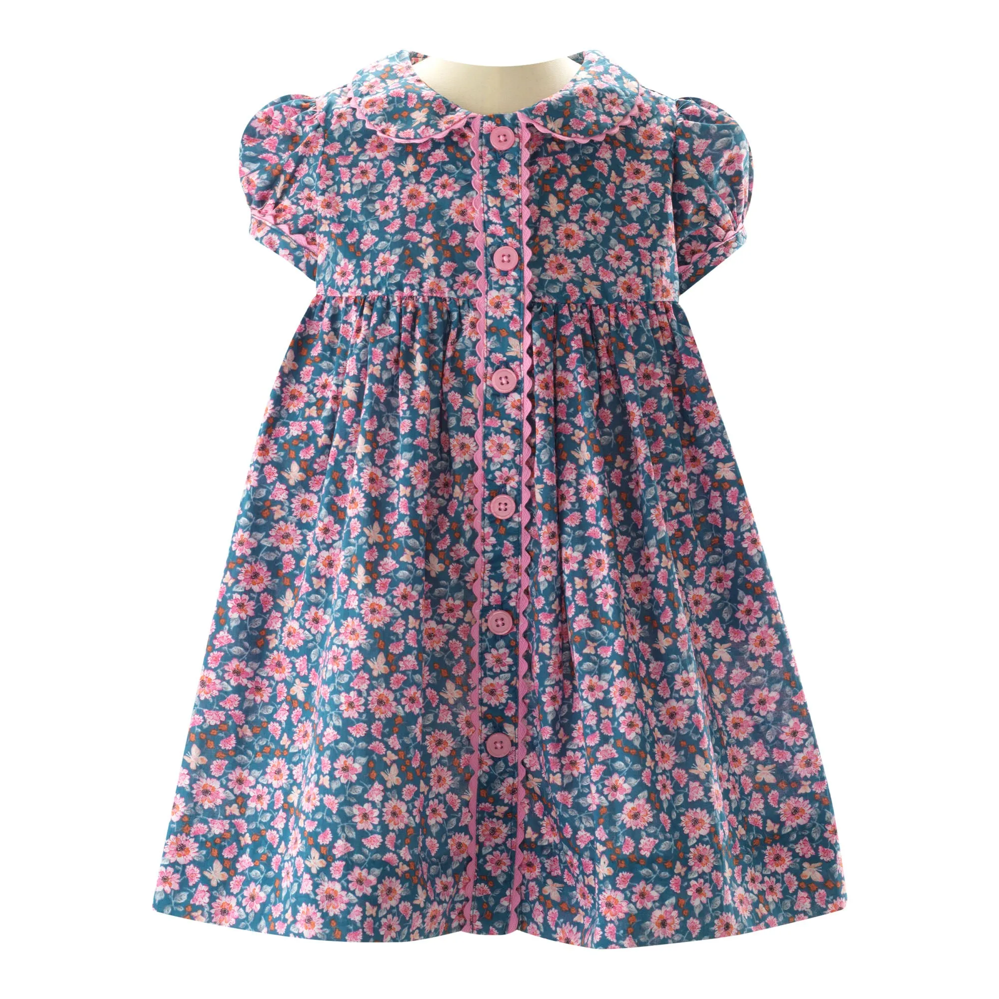 Butterfly Floral Button Front Dress