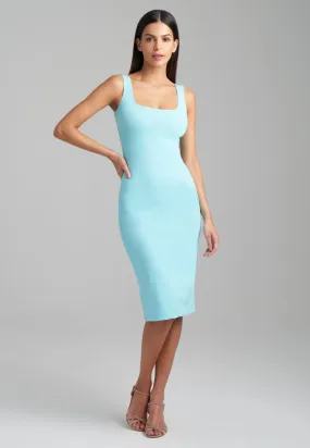 Caterina Short Stretch Knit Dress in Sea Foam