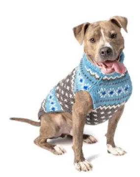 Chilly Dog Light Blue FairIsle Wool Sweater