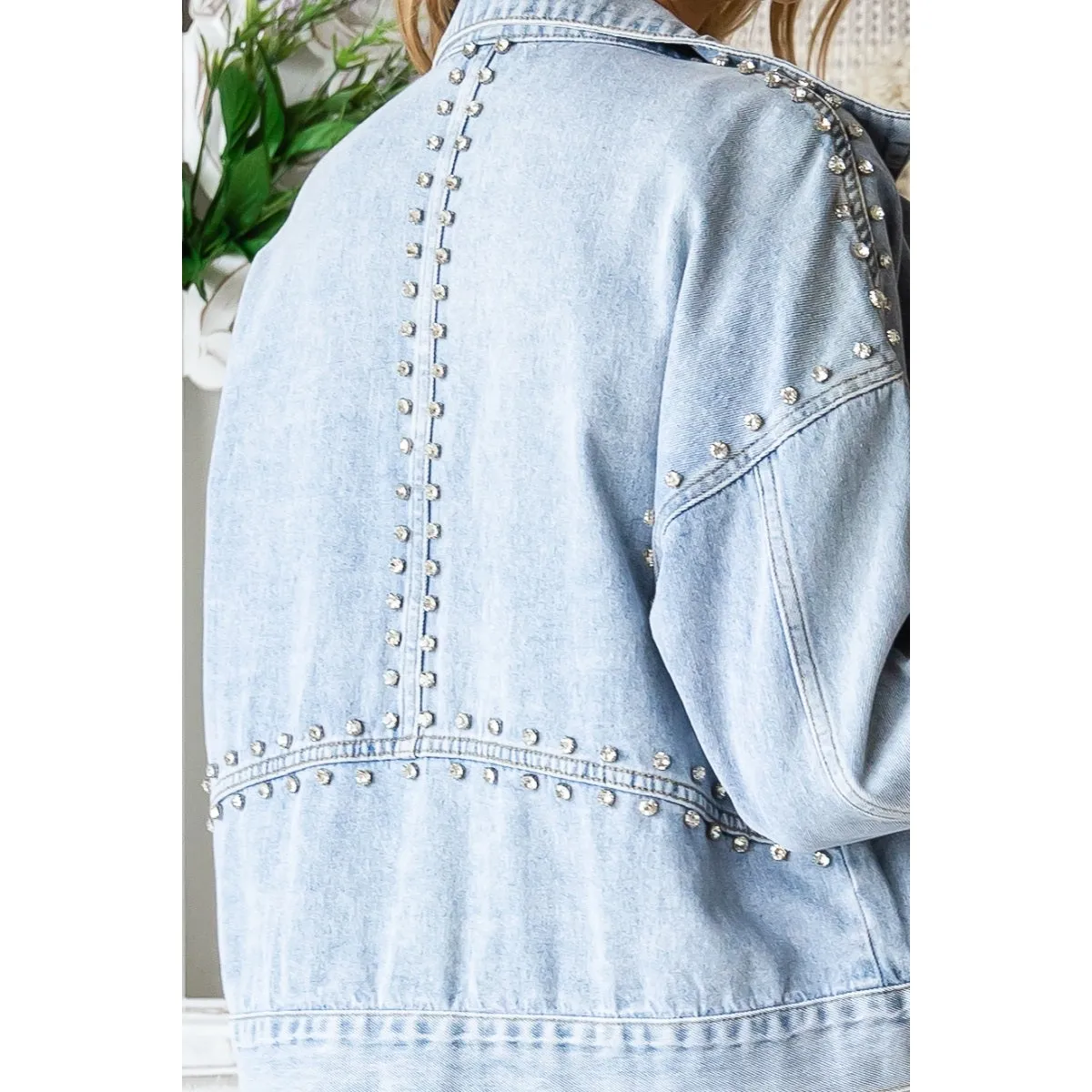 Chunky Rhinestone Denim Jacket