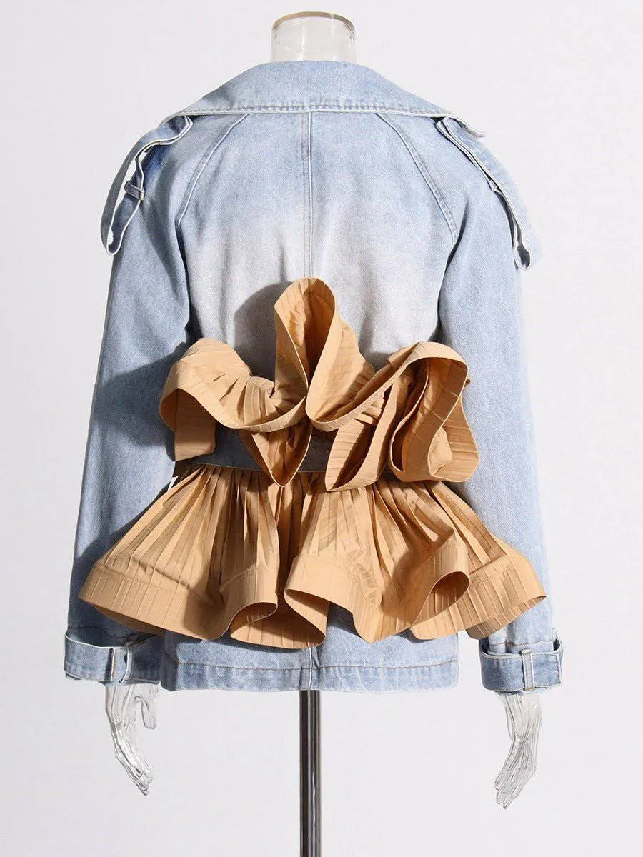 deiva patchwork and ruffled edge denim jacket