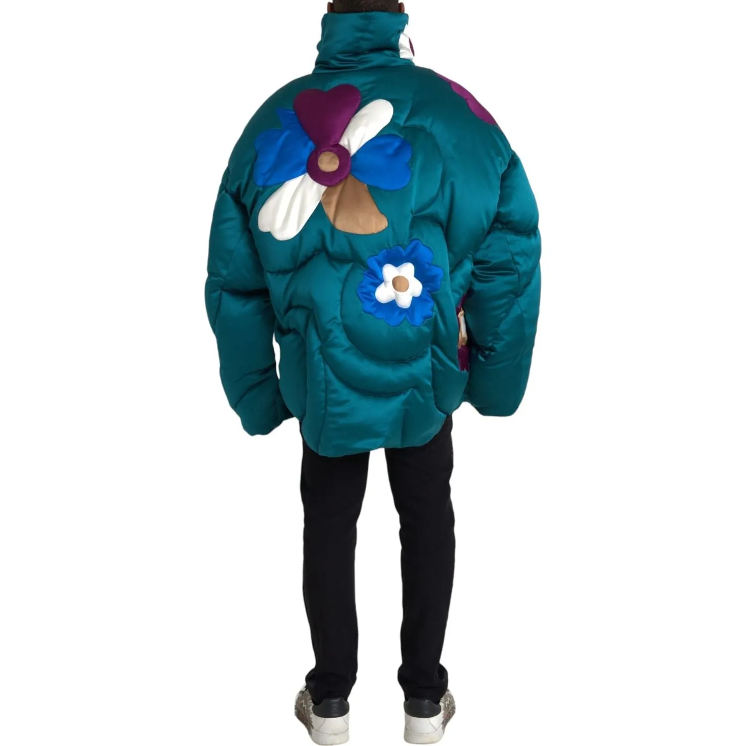 Dolce & Gabbana Multicolor Floral Windbreaker Puffer Jacket