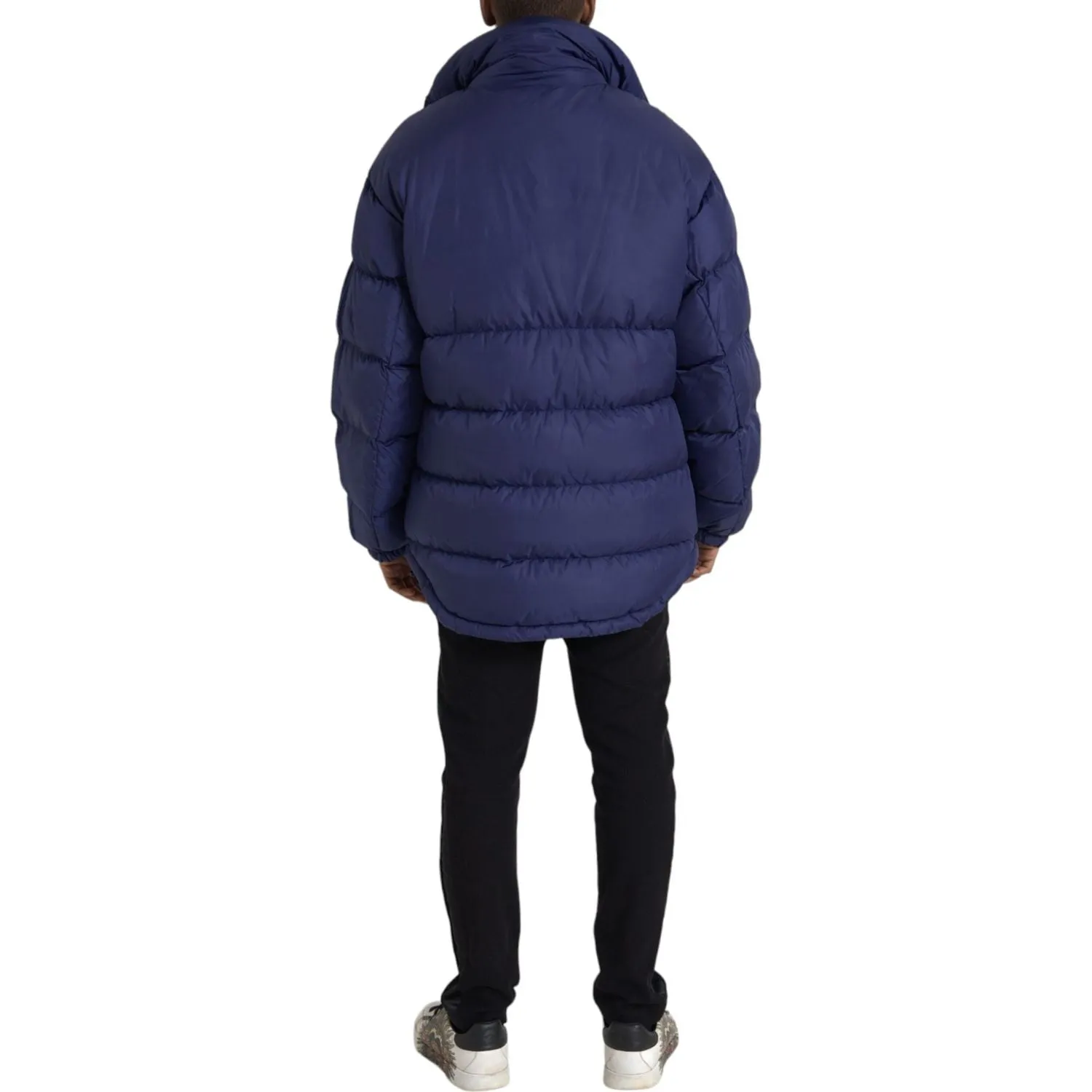 Dolce & Gabbana Navy Blue Quilted Windbreaker Puffer Jacket