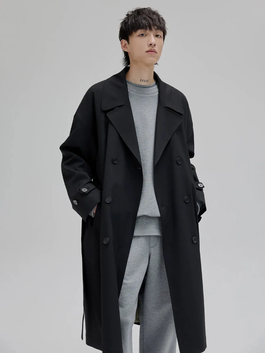 Double-breasted Straight-cut Long Trench Coat