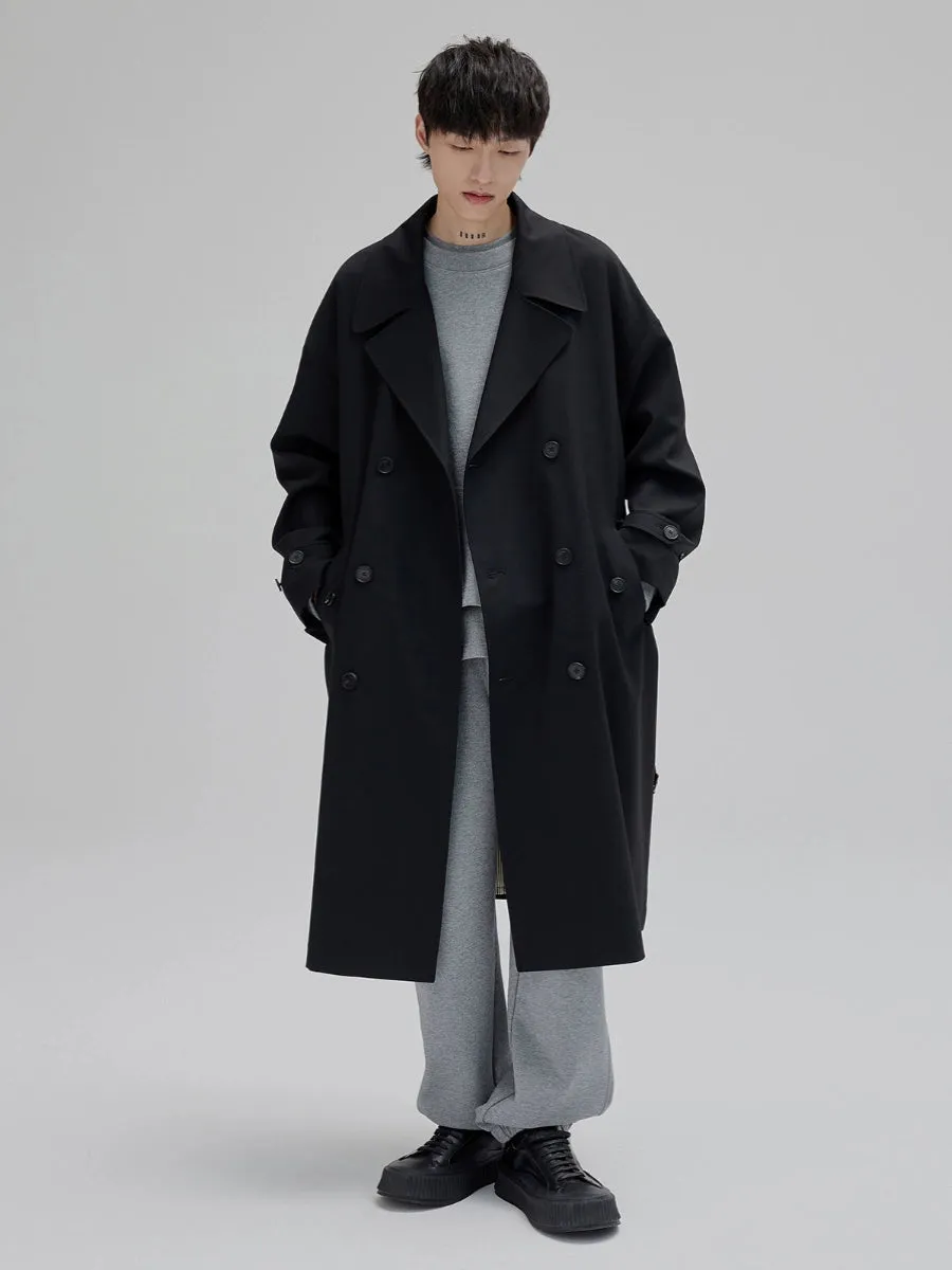 Double-breasted Straight-cut Long Trench Coat