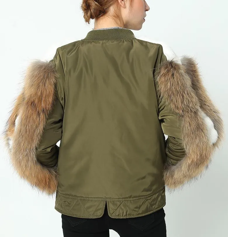 Fur-Trim Bomber Jacket