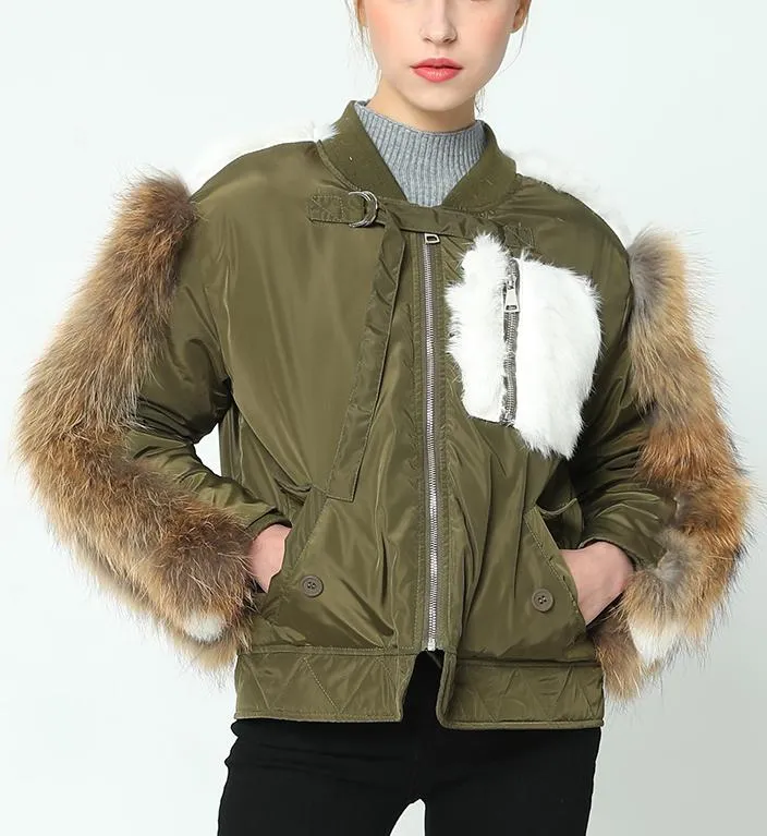 Fur-Trim Bomber Jacket