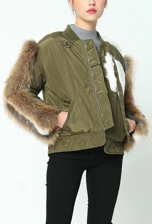 Fur-Trim Bomber Jacket