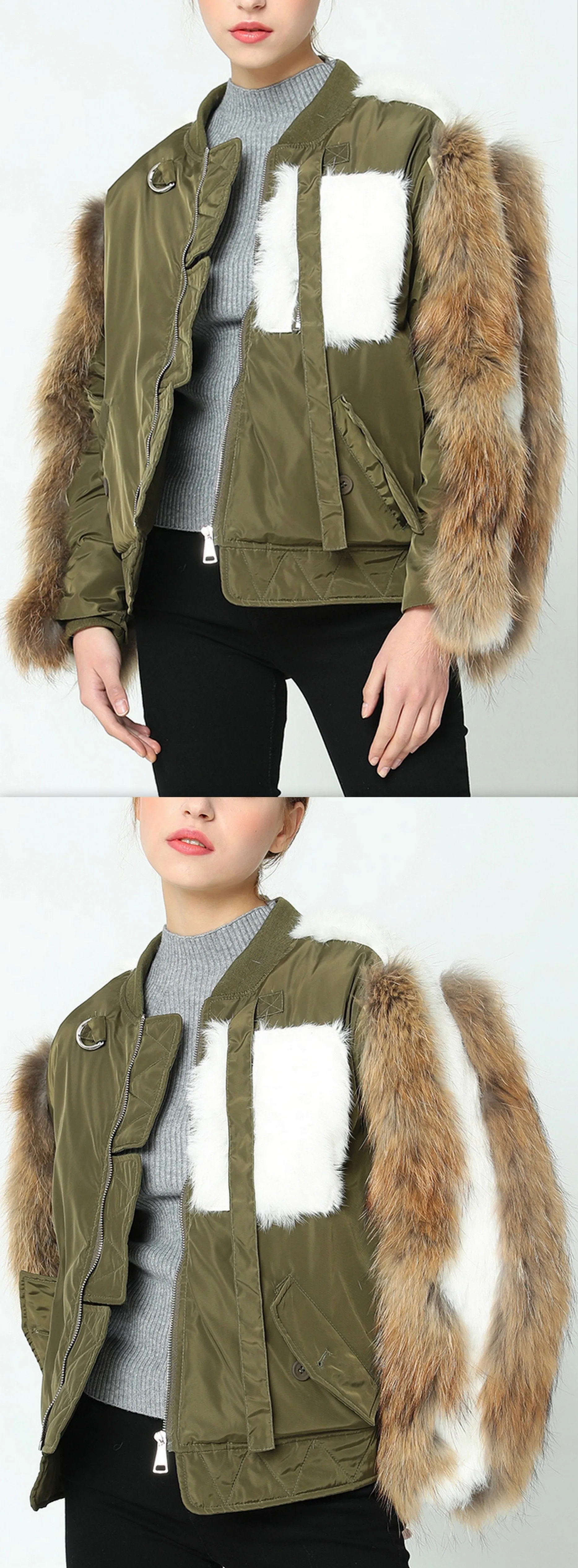 Fur-Trim Bomber Jacket