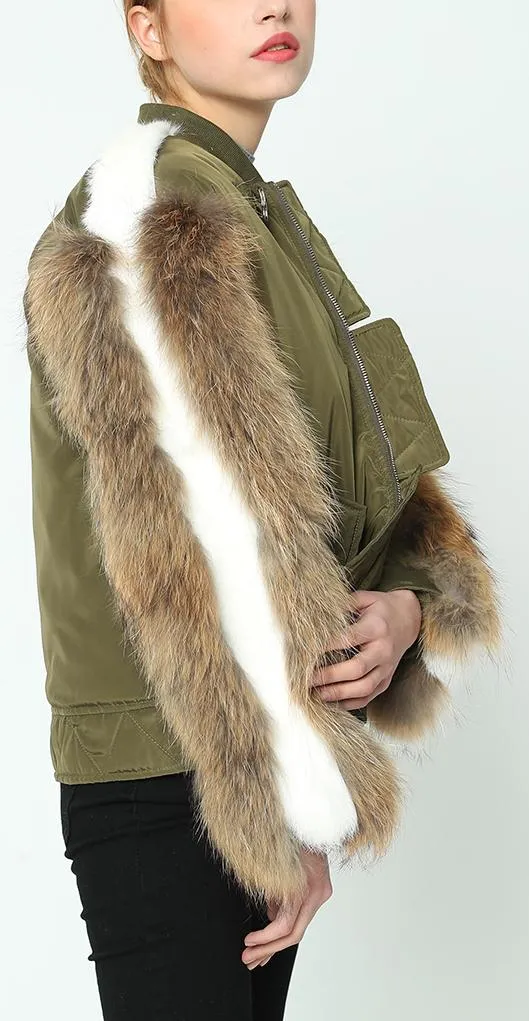 Fur-Trim Bomber Jacket