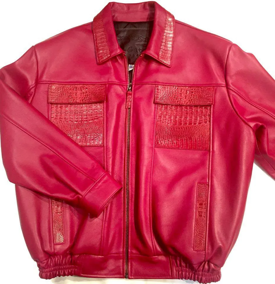 G-Gator Candy Red Alligator/Lambskin Bomber Jacket