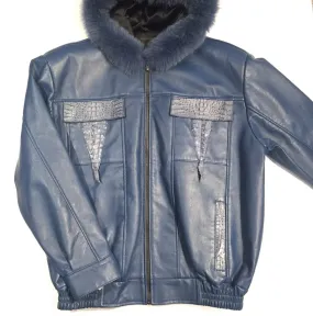 G-Gator Lambskin/Crocodile Bomber w/ Fox Trimmed Hood