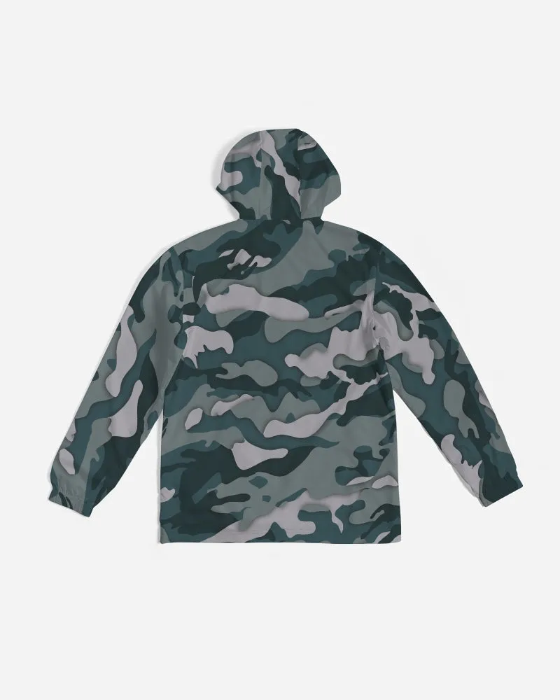 Green Camo Men's Windbreaker Hooded Jacket