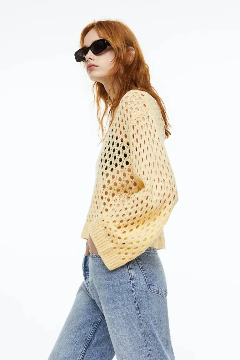 H&M openwork sweater, light yellow