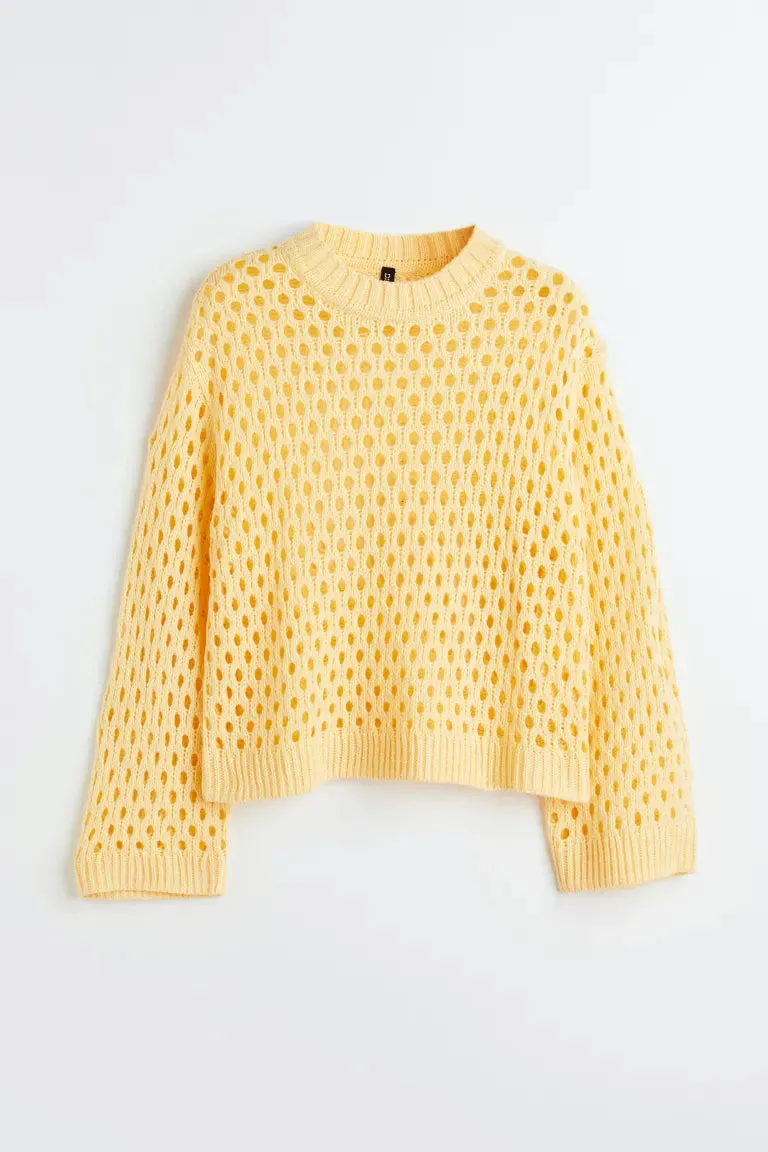 H&M openwork sweater, light yellow