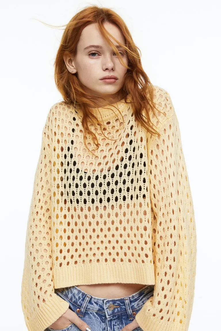 H&M openwork sweater, light yellow