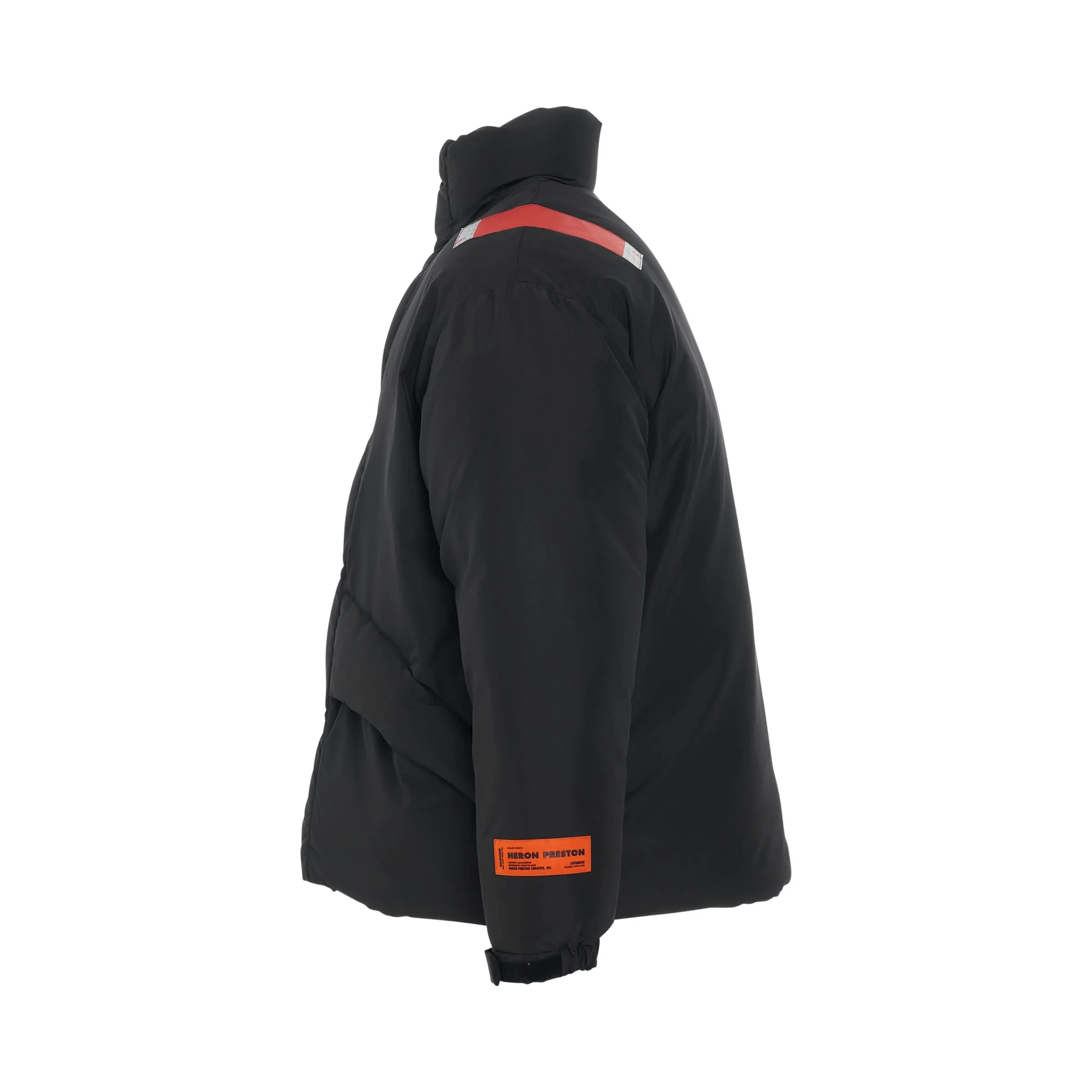 Hiking Tape Puffer Jacket in Black