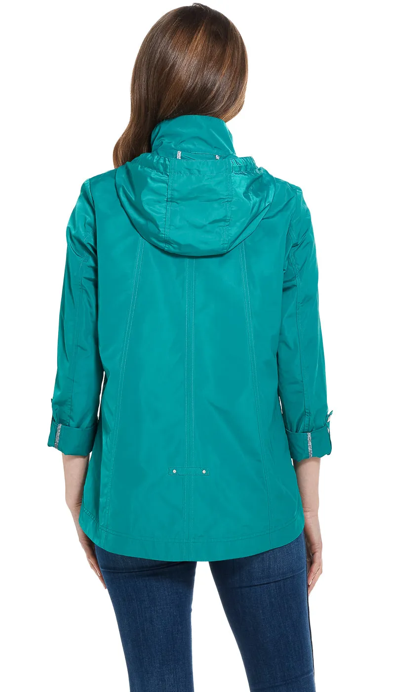 HOODED JACKET WITH TURN BACK SLEEVES