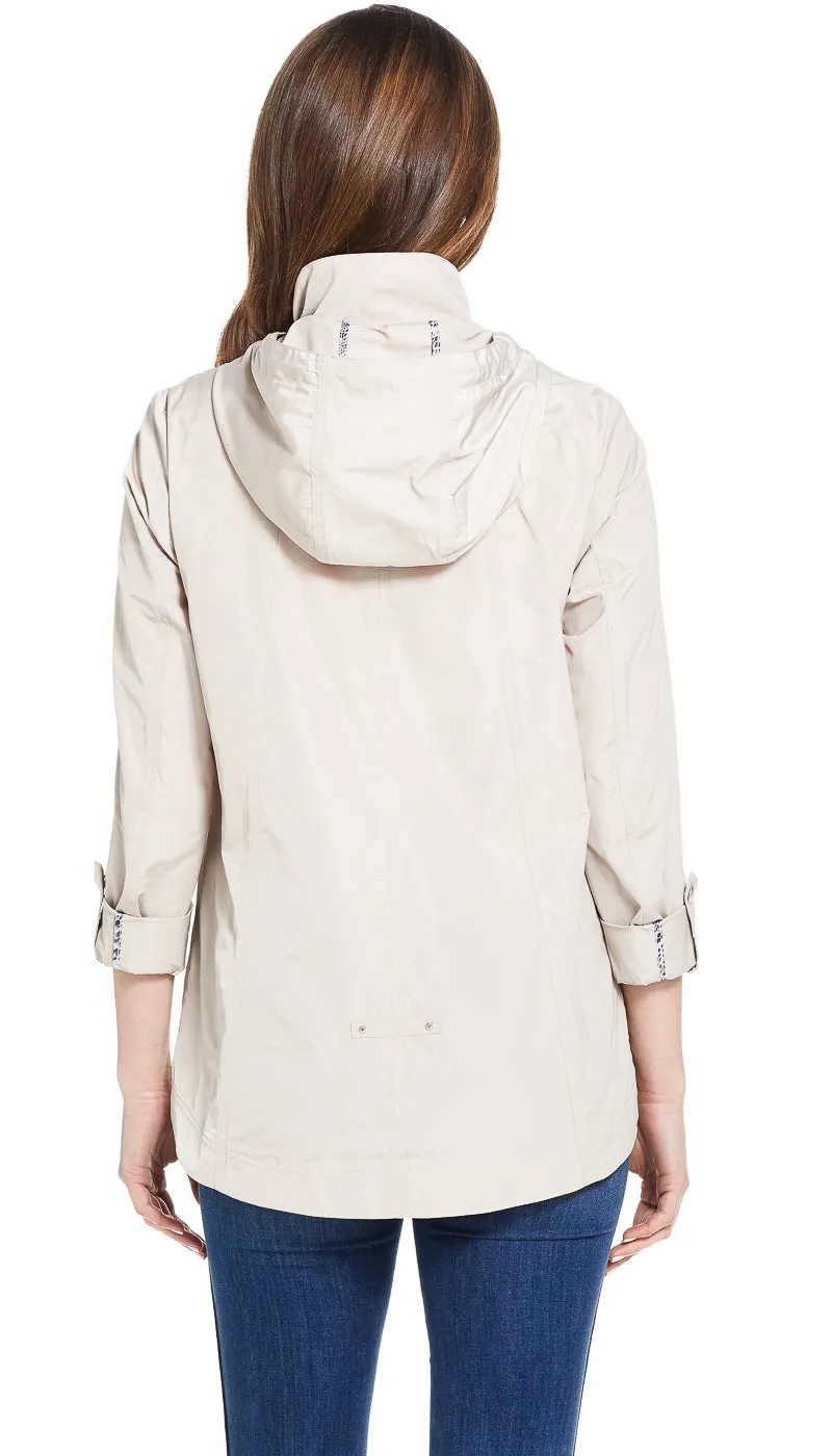 HOODED JACKET WITH TURN BACK SLEEVES