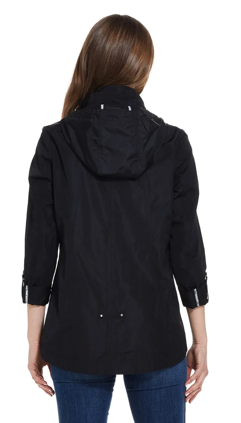 HOODED JACKET WITH TURN BACK SLEEVES