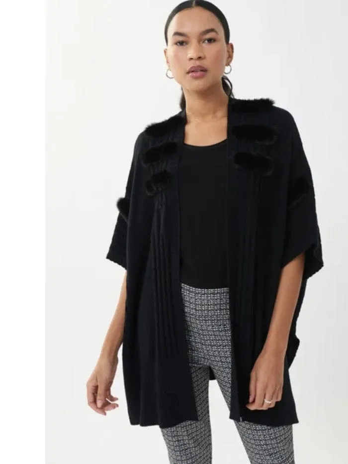 Joseph Ribkoff T Cover Up With Faux Fur Patches Black 223969 11