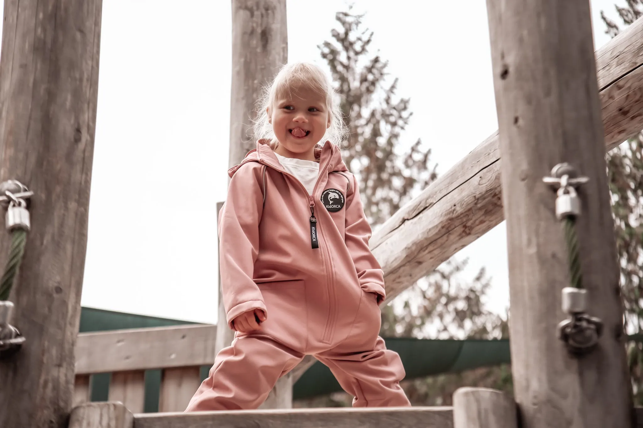 KidORCA Kids Softshell Overall Play Suit _ Ash Rose