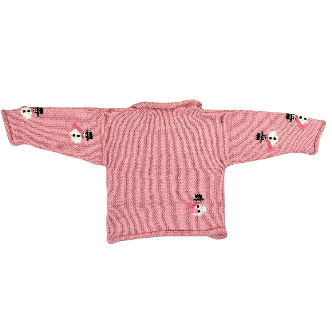 Light Pink Snowmen Roll Neck Sweater