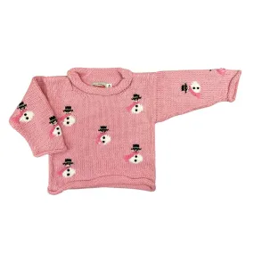 Light Pink Snowmen Roll Neck Sweater