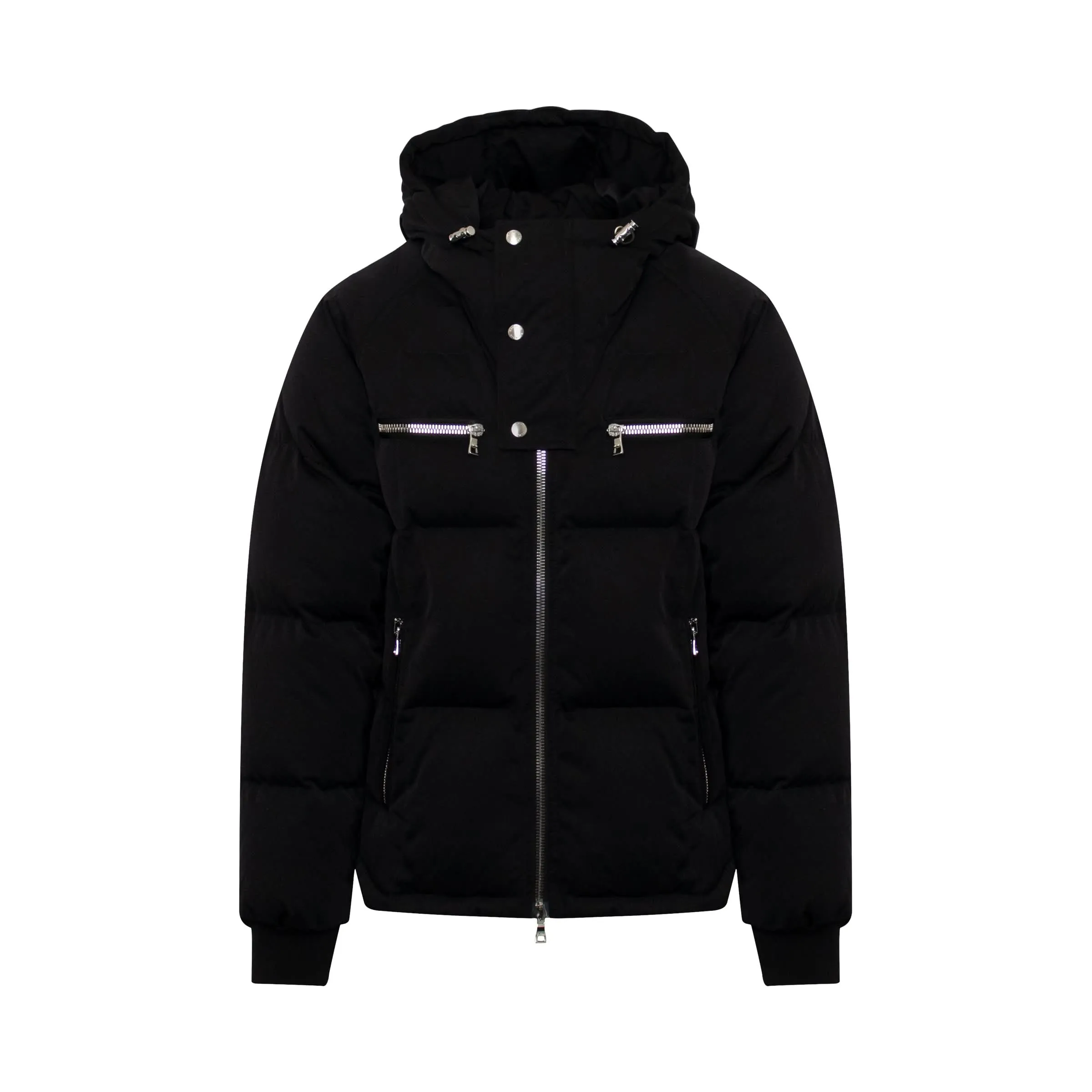 Logo Hooded Puffer Jacket in Black