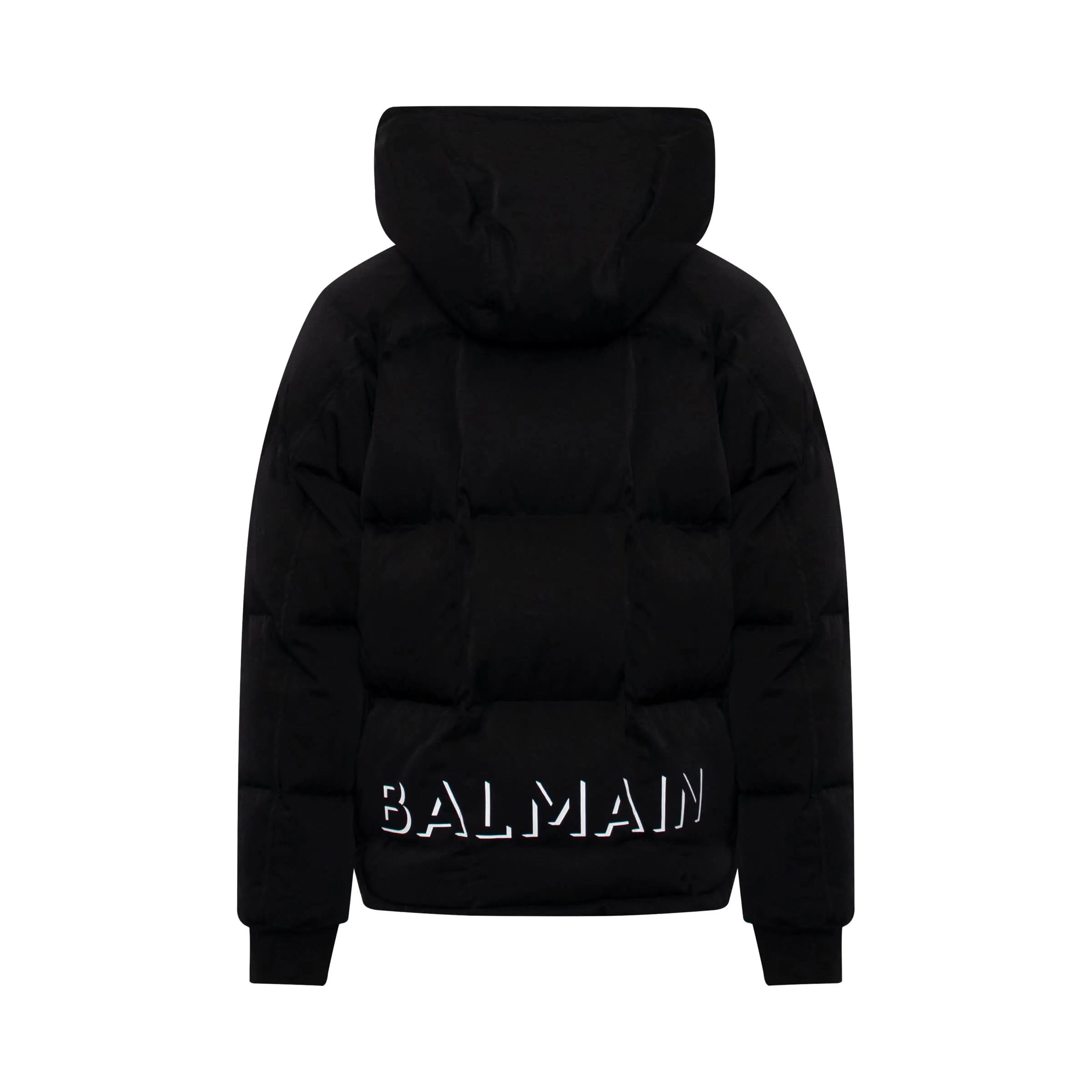 Logo Hooded Puffer Jacket in Black