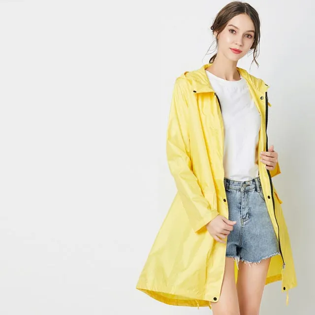 Long Raincoat Women Waterproof Windproof Hooded Light Hiking Men Rain Coat Ponchos Raincoat