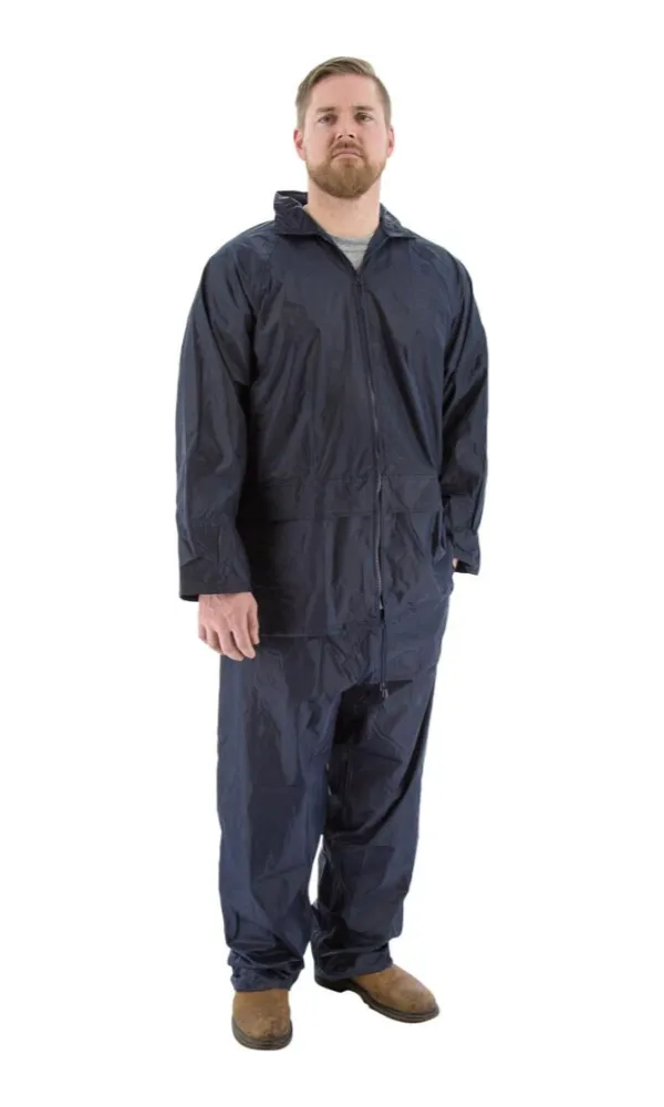 Majestic 71-2010 2-Piece Hooded Navy Rain Suit