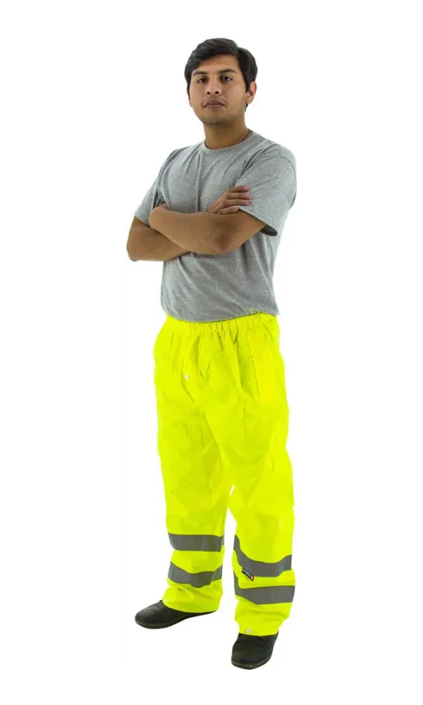 Majestic 75-2351 Hi-Vis Yellow Waterproof Rain Pants ANSI E