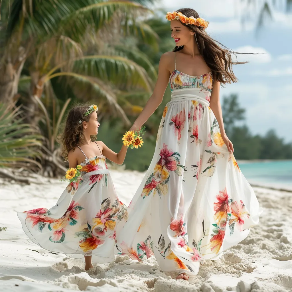 Matching Mom and Daughter Floral Maxi Dresses for Beach Days