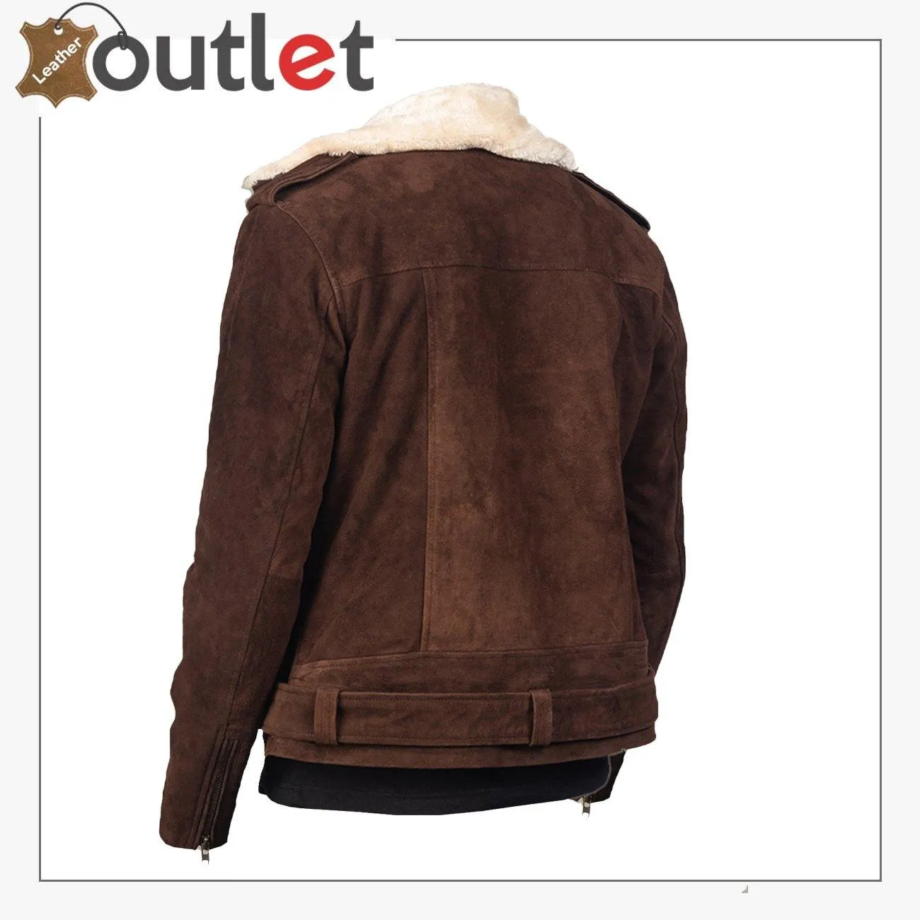 Men Brown Suede Shearling Jacket