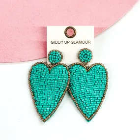 Mending Hearts Beaded Earrings in Turquoise