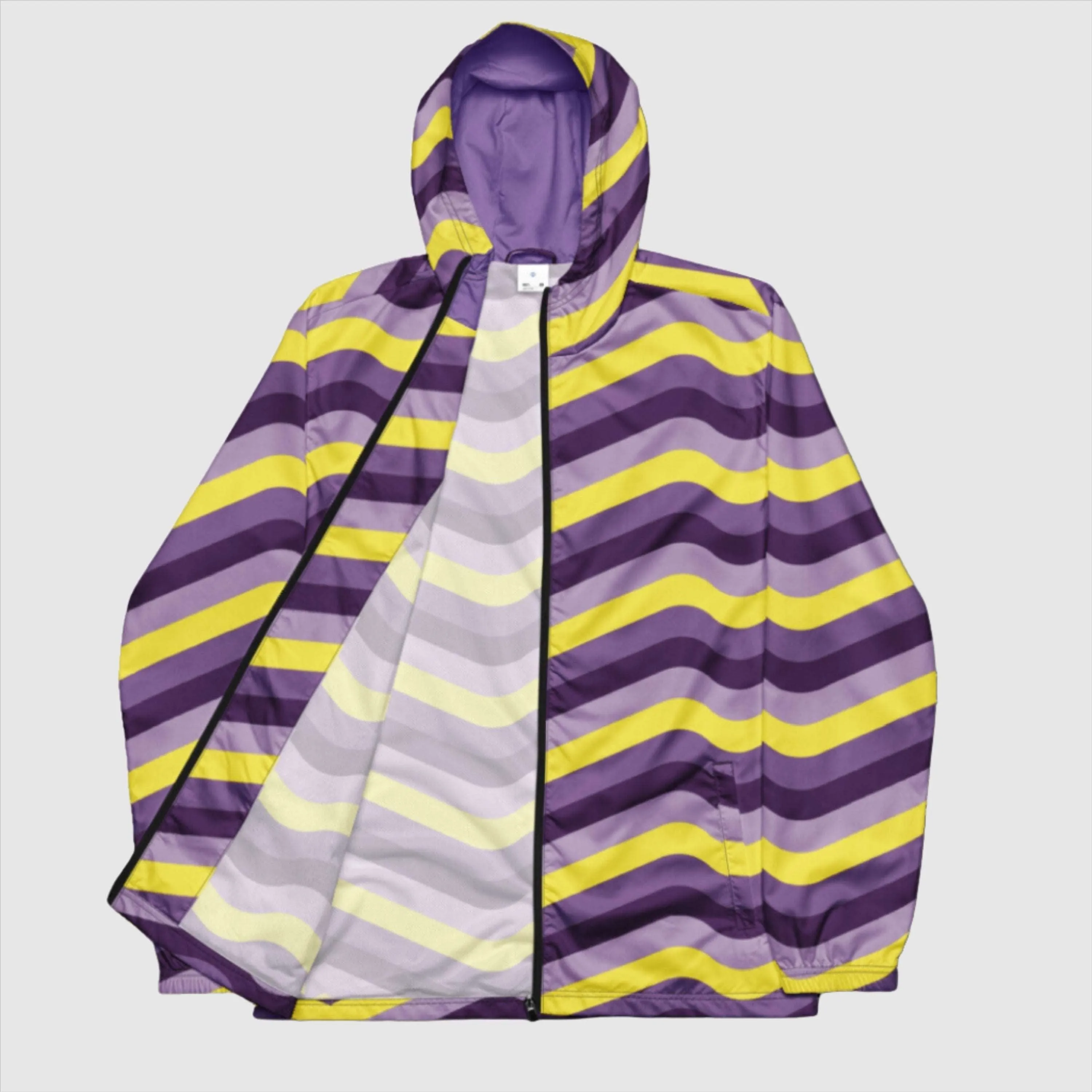 Men’s Retro Wavy Lines Windbreaker Jacket