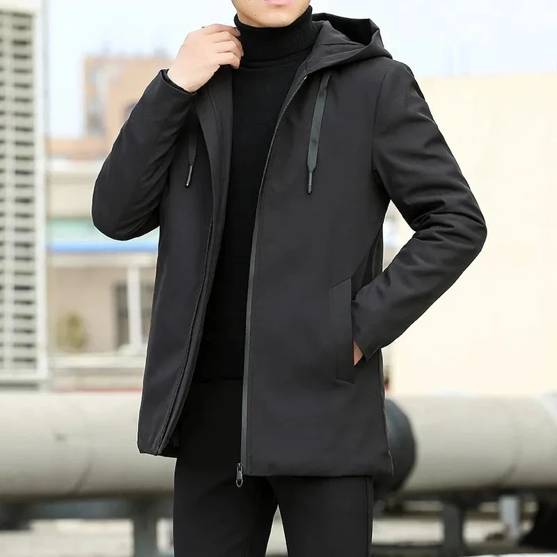 Mens Winter Casual Thick Warm Hooded Windbreaker Jacket