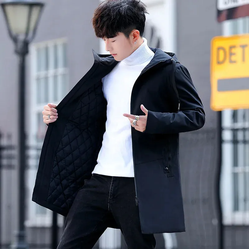 Mens Winter Casual Thick Warm Hooded Windbreaker Jacket