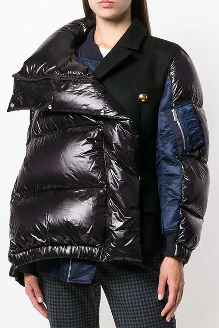 Mixed Fabric Puffer Jacket