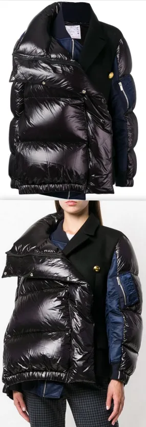 Mixed Fabric Puffer Jacket