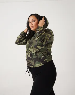 Plus Size Camouflage Windbreaker