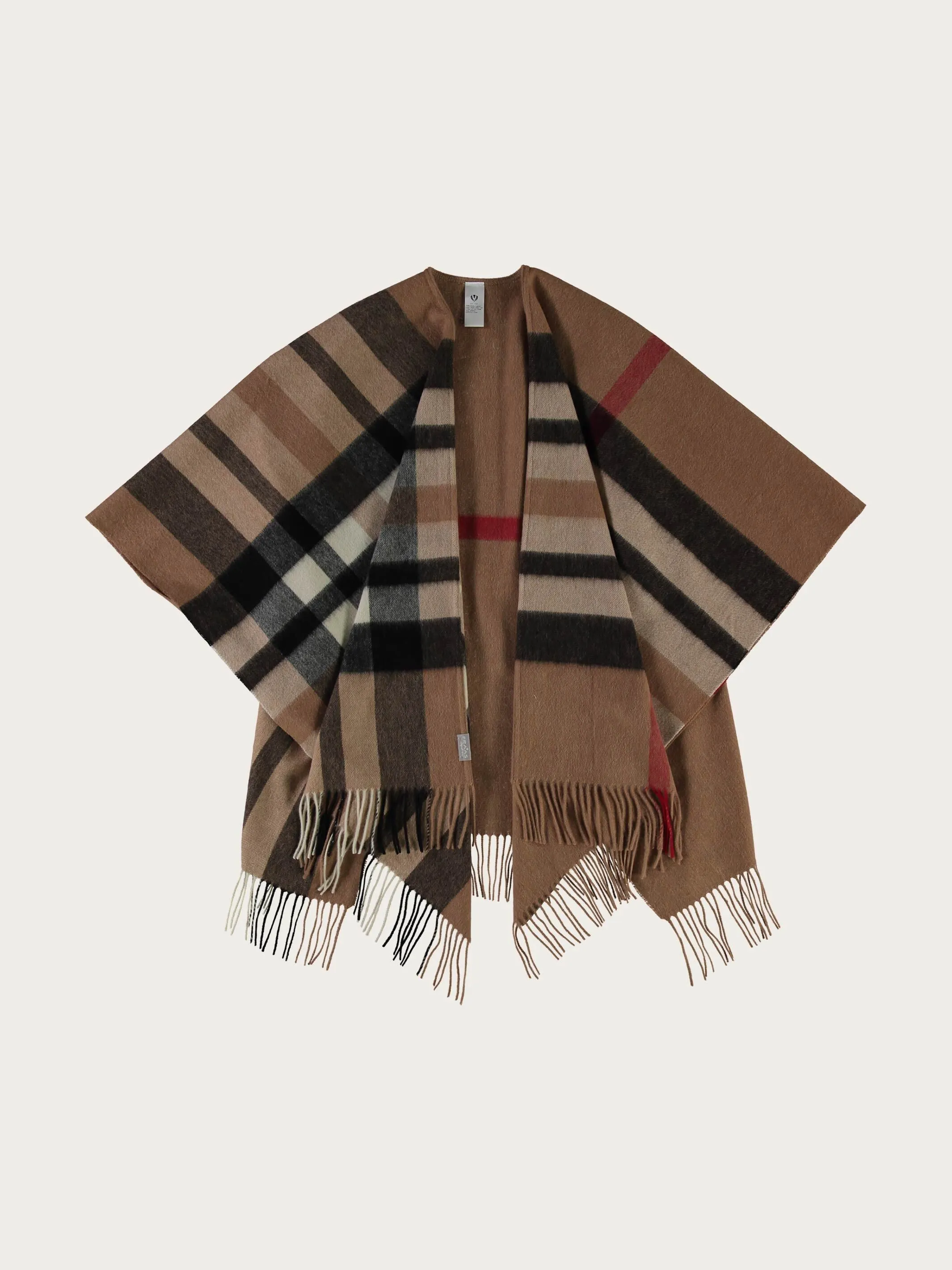 Poncho mit FRAAS Plaid Karo aus reiner Wolle