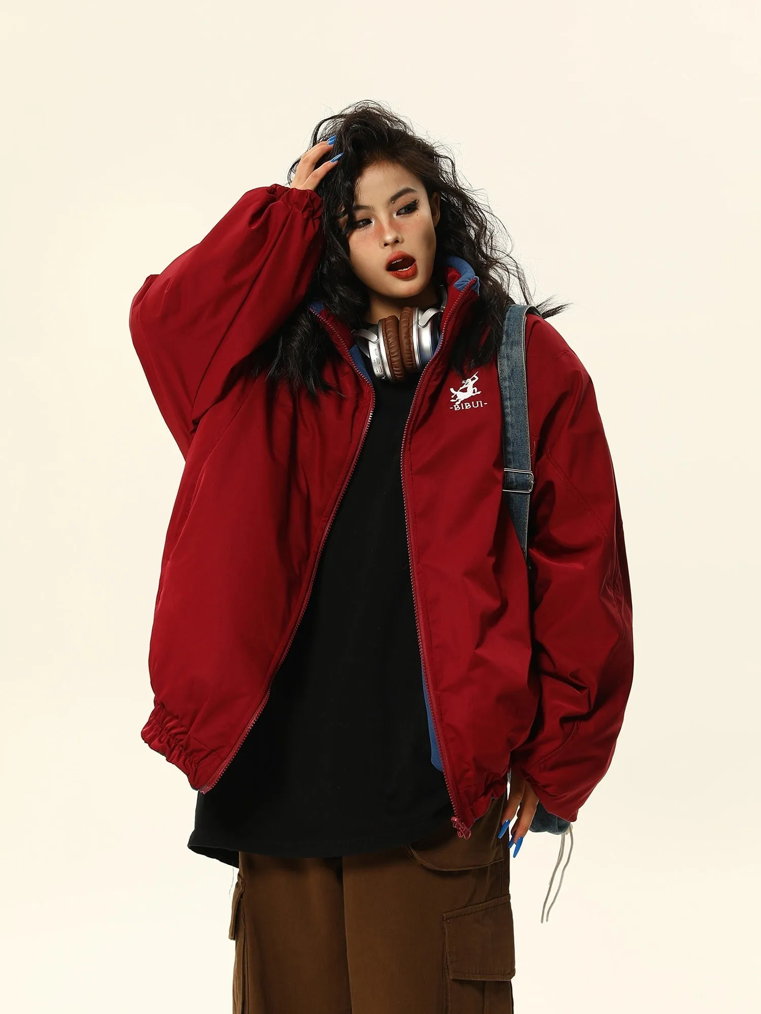 Retro-Style Sports Windbreaker Jacket