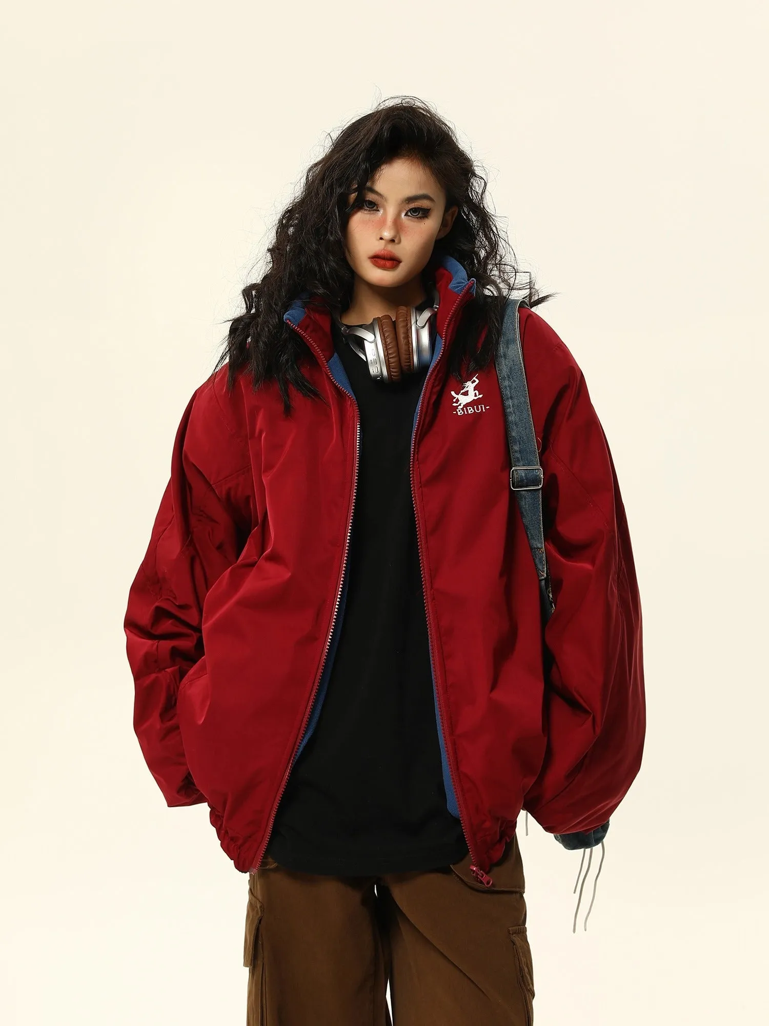 Retro-Style Sports Windbreaker Jacket