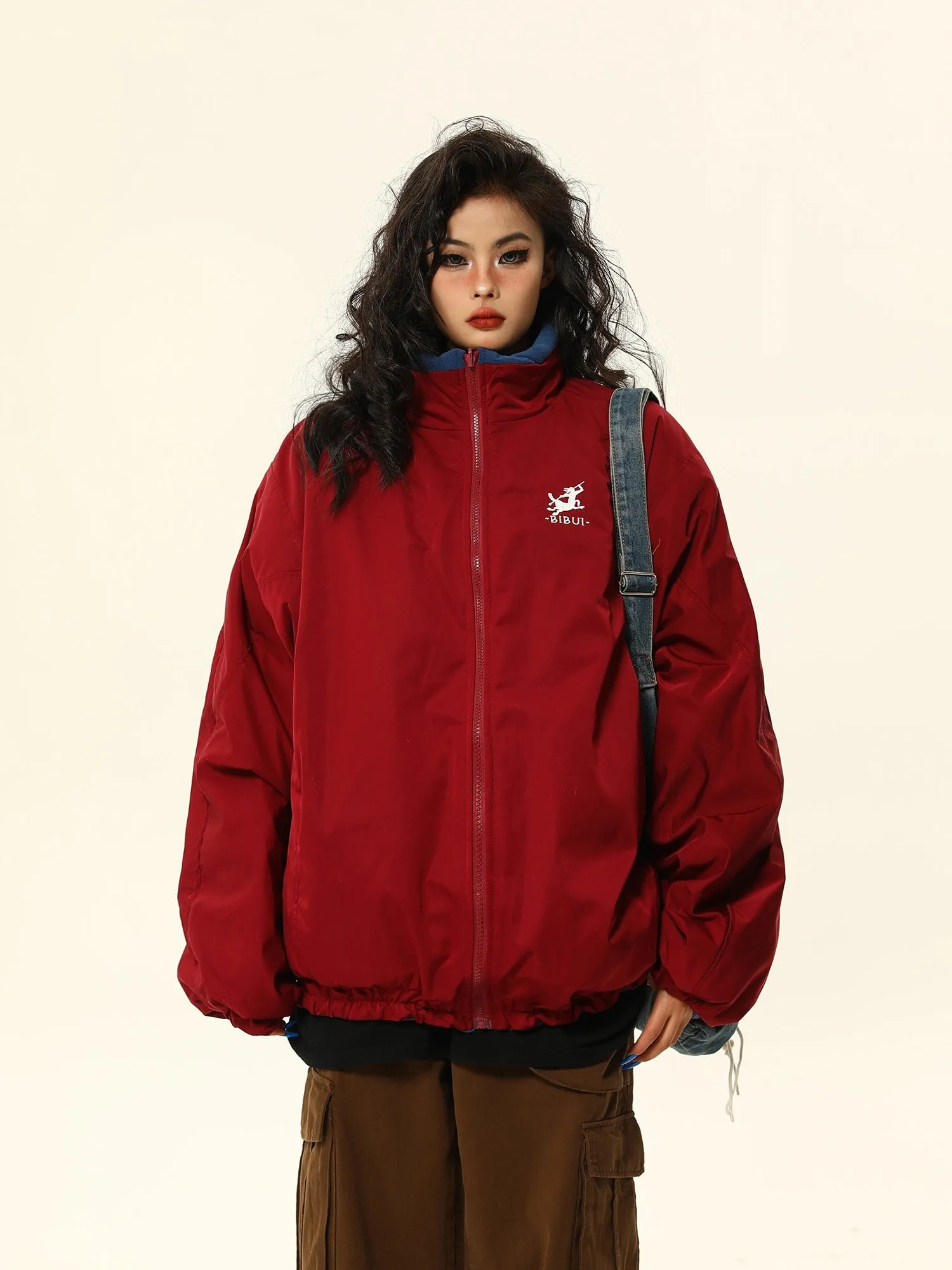 Retro-Style Sports Windbreaker Jacket