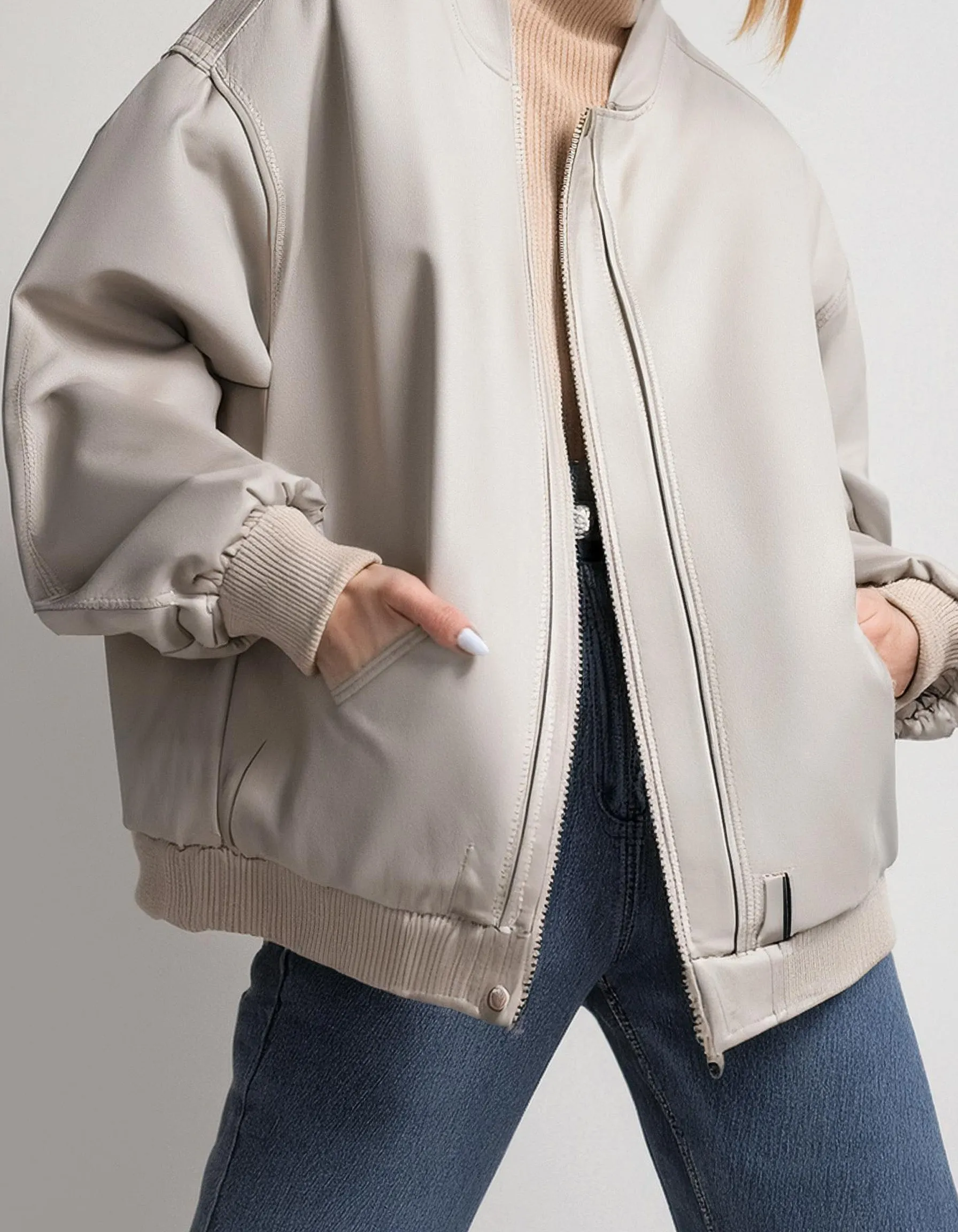 Stone Grey Bomber Jacket